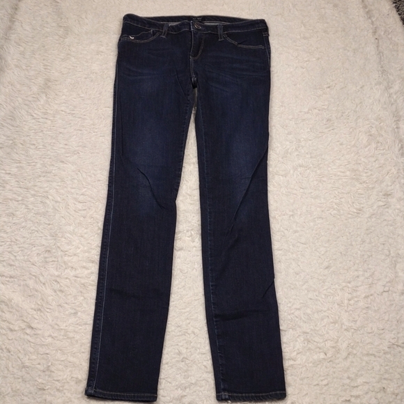 Armani Jeans Lotus Blue Dark Wash Five Pocket Low Mid Rise Skinny Leg Jean - Picture 2 of 15